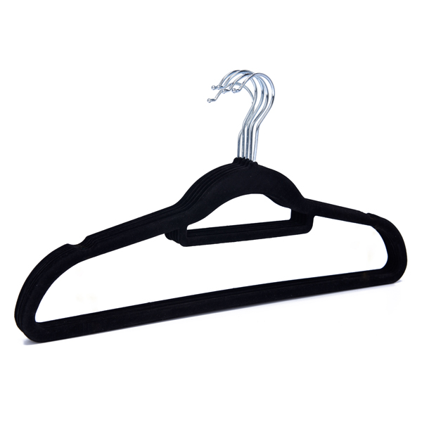 ABS Nylon black color plastic velvet hangers 2