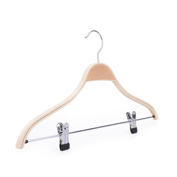 with two clips wooden laminated hanger wholesale 2