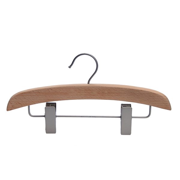 High-end Natural Wooden Kids Hanger with Skid-proof Clips