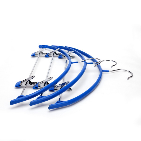High quality Blue PVC Metal Hanger with two clips (1)